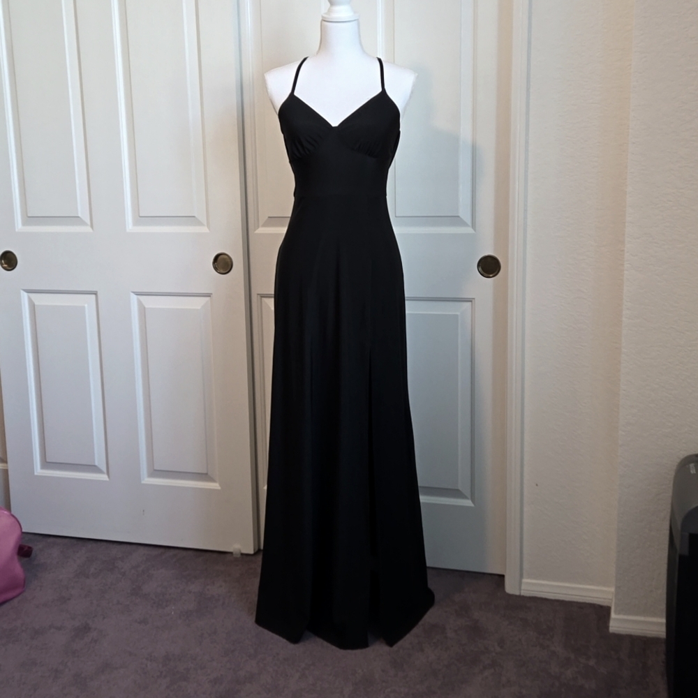 SHEIN WOMEN'S BLACK MAXI DRESS W/ BACK DRAPING SZ SMALL